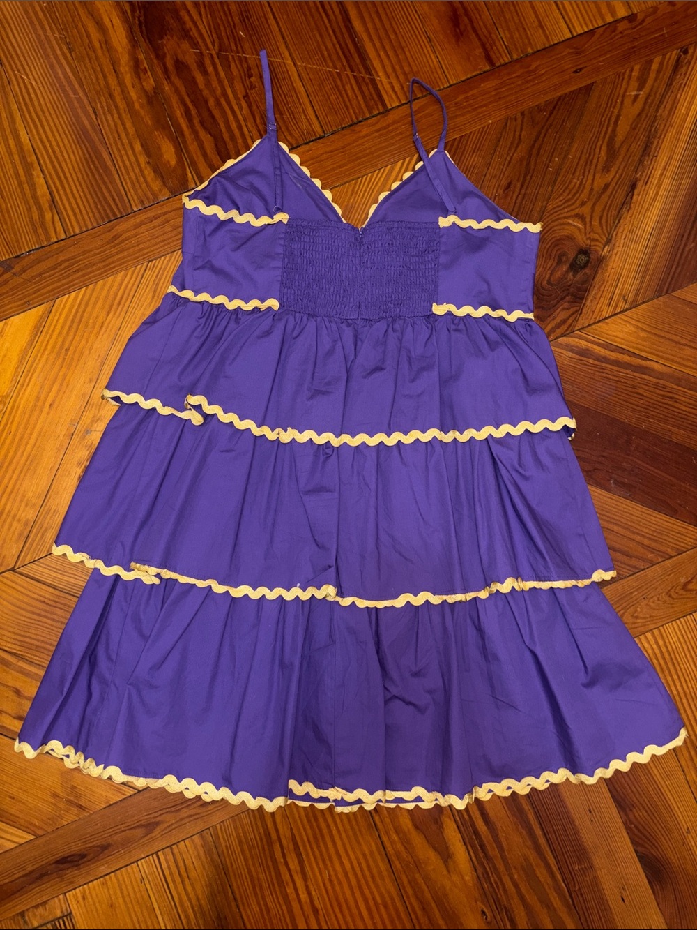 Women’s Tiered Purple Dress with Yellow Trim- Game Day! - Picture 4 of 4